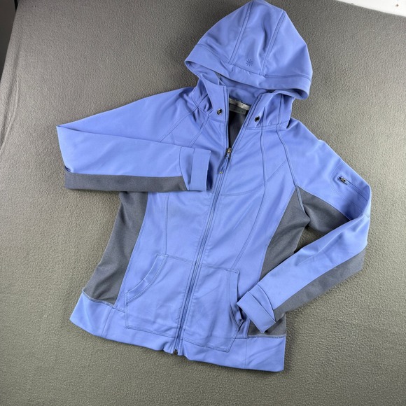 Athleta Jacket Women M Zip Up Hoodie Purple Athletic Run Hiking *No Drawstring - Picture 2 of 12